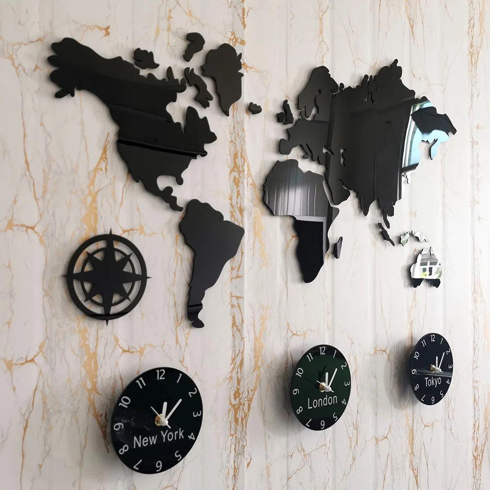Trade Time Zone sessions New York London Tokyo Personalized Time Zone Silent Non Ticking Wall Clock Office Geographic Wall Art