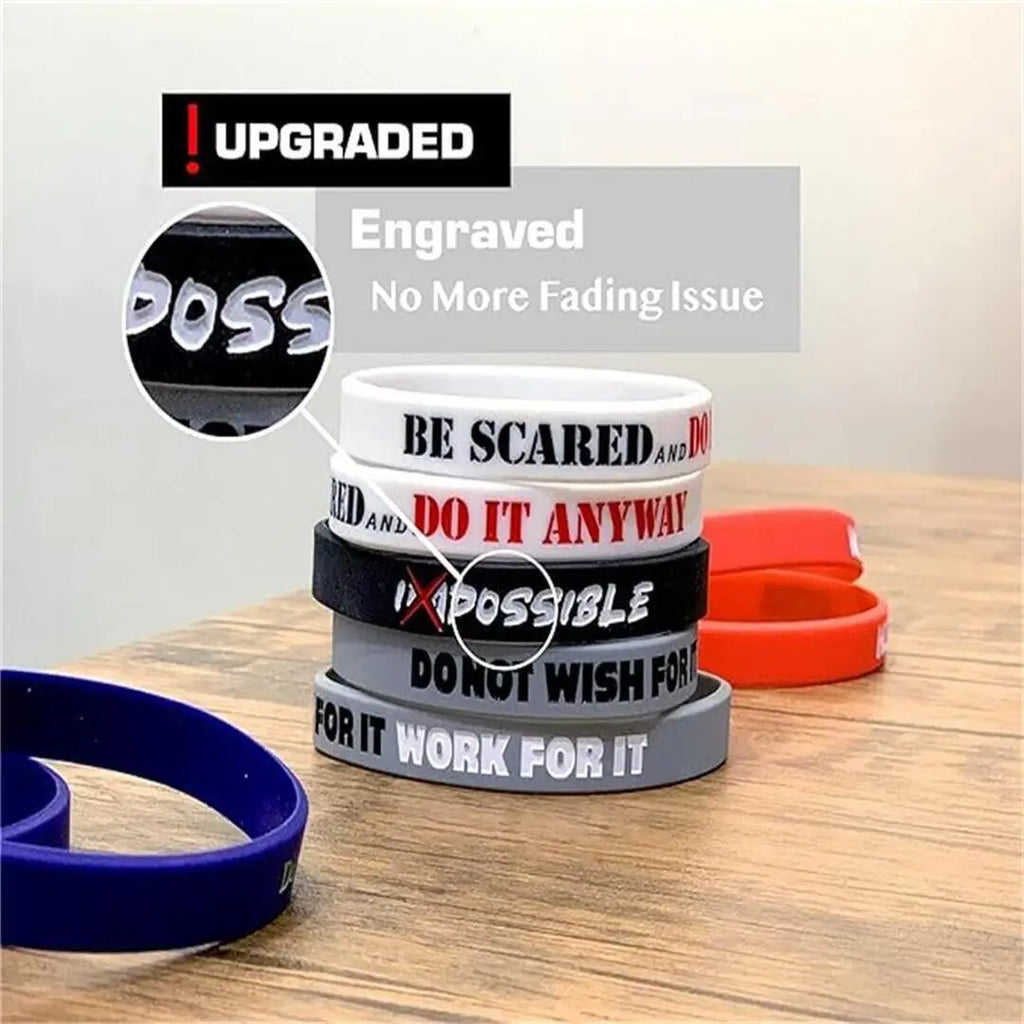 1 Pack Motivational Wristbands for Men, Women & Teens, Silicone Bracelets with Inspirational Quotes,Men's Unisex Adult Design