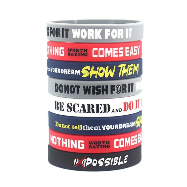 1 Pack Motivational Wristbands for Men, Women & Teens, Silicone Bracelets with Inspirational Quotes,Men's Unisex Adult Design