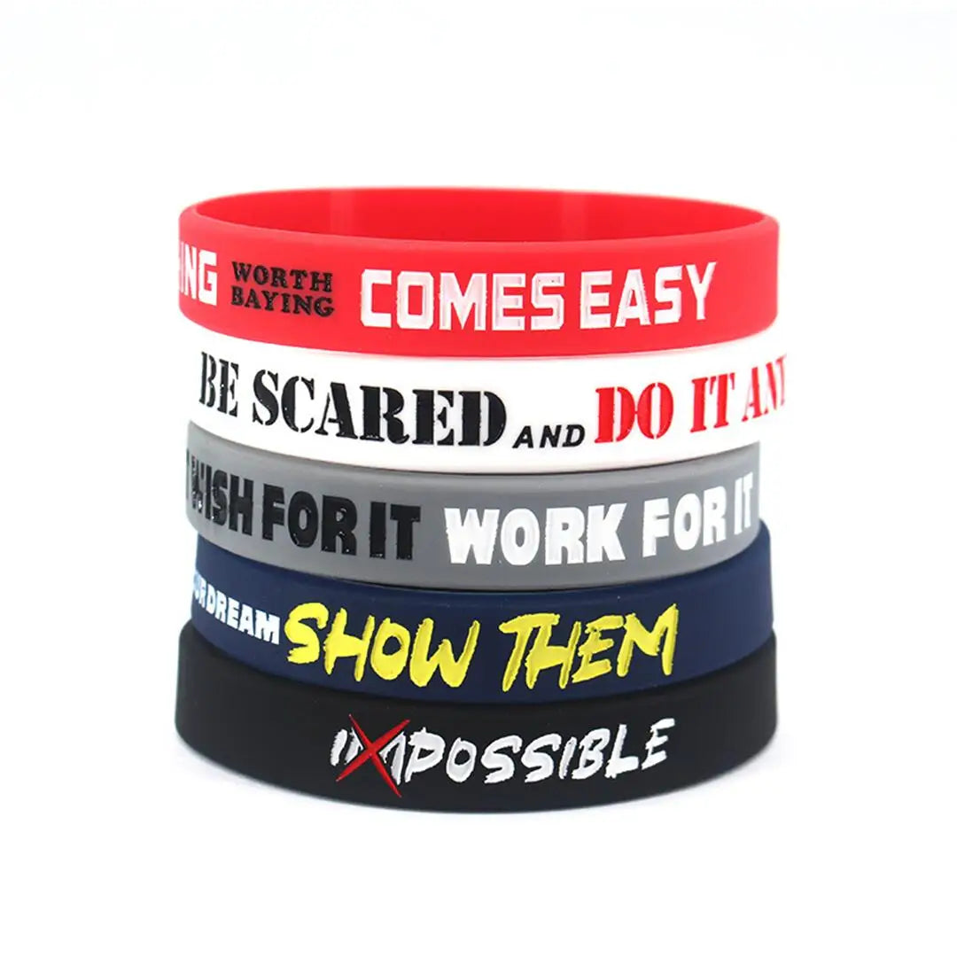 1 Pack Motivational Wristbands for Men, Women & Teens, Silicone Bracelets with Inspirational Quotes,Men's Unisex Adult Design