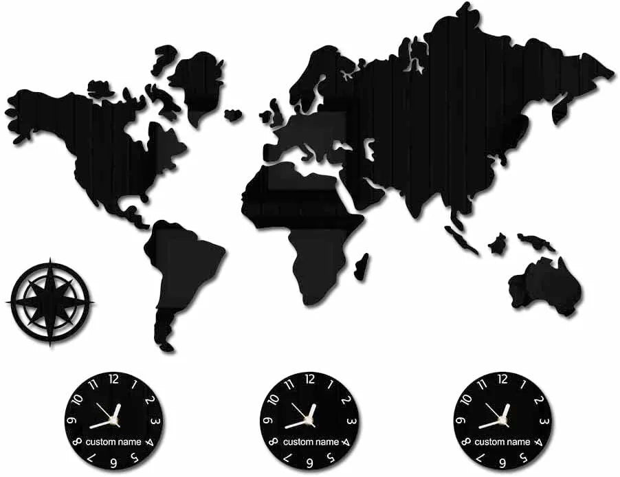 Trade Time Zone sessions New York London Tokyo Personalized Time Zone Silent Non Ticking Wall Clock Office Geographic Wall Art